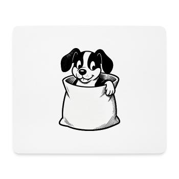 Dog in bag cartoon - Mouse Pad (horizontal) - white - Front
