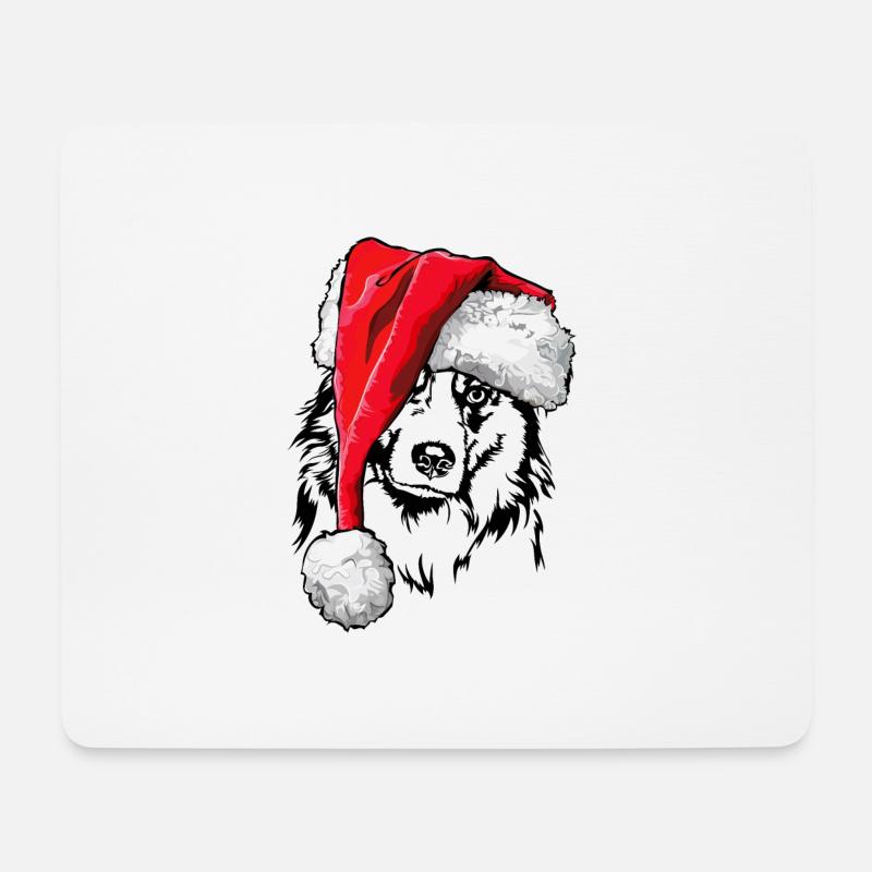 Santa Australian Shepherd Weihnachten Aussie Hunde - Mousepad (Querformat) - Weiß
