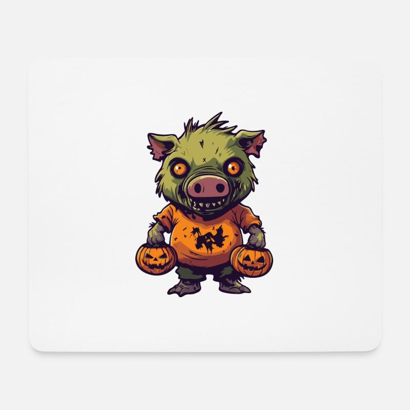 Schwein Halloween Zombie Wildschwein - Mousepad (Querformat) - Weiß