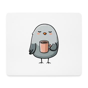 Pigeon douillet avec tasse à café - Tapis de souris (format paysage) - blanc - Devant