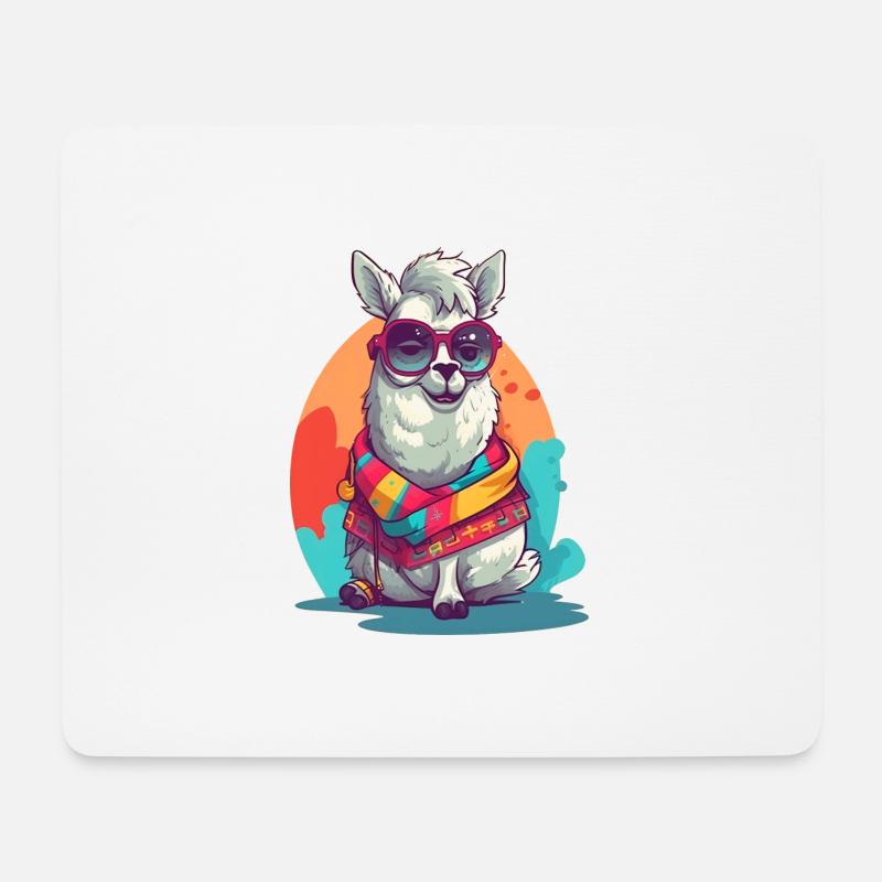 Cool Lama. - Mousepad (Querformat) - Weiß
