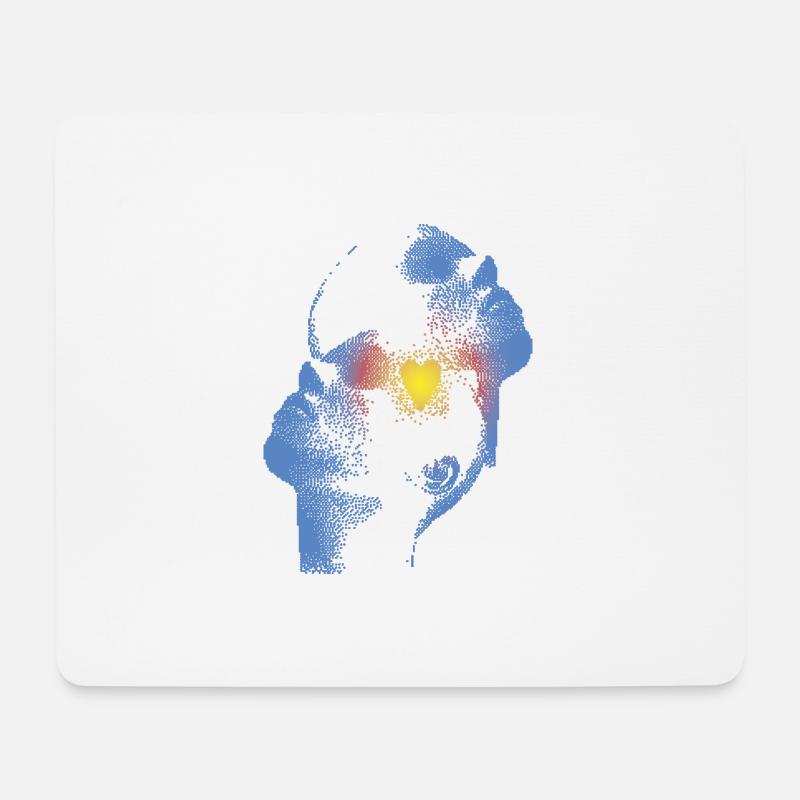 Herz und Kopf T-Shirt - Mousepad (Querformat) - Weiß