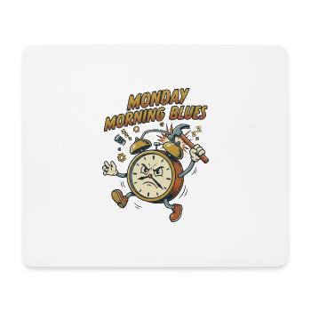 Monday Morning Blues – Angry Retro Alarm Clock with H - Mouse Pad (horizontal) - white - Front