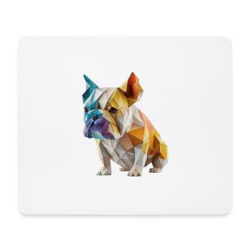Moderne Farbenfrohe Origami Bulldog Hund - Mousepad (Querformat) - Weiß - Vorne