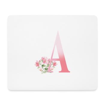Buchstabe A mit Blumen - Mousepad (Querformat) - Weiß - Vorne