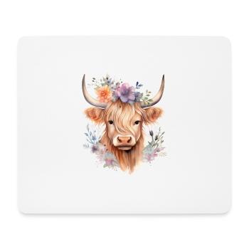 Custom Scottish Floral Highland Cow Gift For Kids - Mouse Pad (horizontal) - white - Front