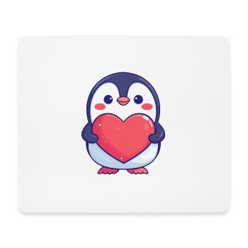 Penguin Holding a Red Heart - Adorable cartoon - Mouse Pad (horizontal) - white - Front