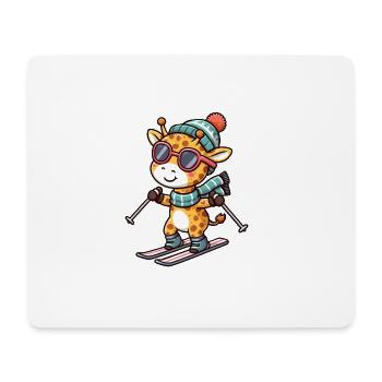 Cool giraffe skiers - elegance on the slopes - Mouse Pad (horizontal) - white - Front