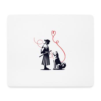 Hundehalstuch Akita Samurai Roter Faden - Mousepad (Querformat) - Weiß - Vorne