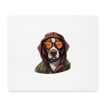 Fashion Dog Hipster - Mouse Pad (horizontal) - white - Front