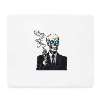 Skeleton in suit smoking cigar - Mouse Pad (horizontal) - white - Front