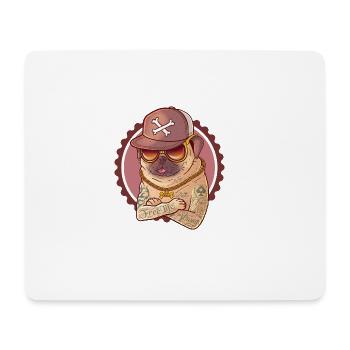 Gangster mugs with tattoos, cap and gold chain. - Mouse Pad (horizontal) - white - Front
