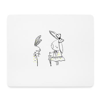 Deux lapins - Tapis de souris (format paysage) - blanc - Devant