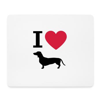 Ich liebe Dackel, Hund Herz und Hunde Silhouette - Mousepad (Querformat) - Weiß - Vorne