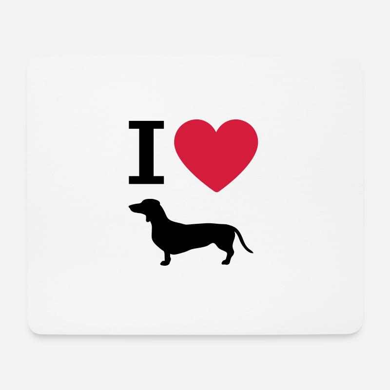 Ich liebe Dackel, Hund Herz und Hunde Silhouette - Mousepad (Querformat) - Weiß