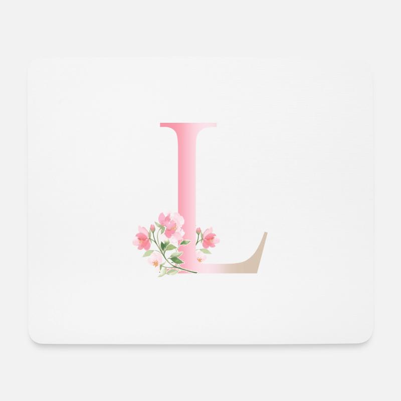 Letter L with flowers - Mouse Pad (horizontal) - white