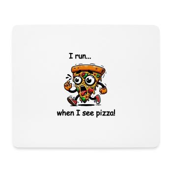 Je cours quand je vois Pizza - Tapis de souris (format paysage) - blanc - Devant