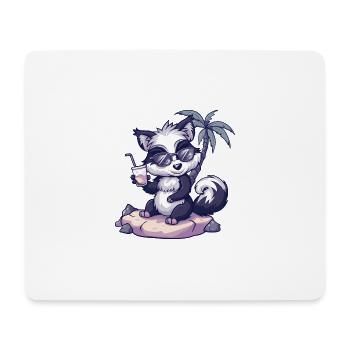 Skunk Summer Beach Comic - Mouse Pad (horizontal) - white - Front