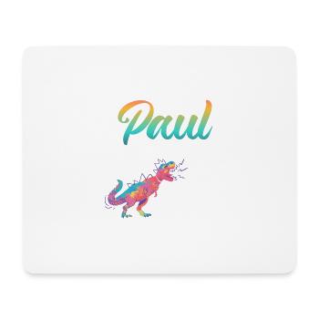 PAUL - Schöner Jungen Name mit Dinosaurier - Mousepad (Querformat) - Weiß - Vorne