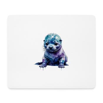 Aquarell-Seehundjunge Blauviolett - Mousepad (Querformat) - Weiß - Vorne