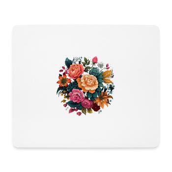 T-Shirts with a psychedelic flower pattern - Mouse Pad (horizontal) - white - Front