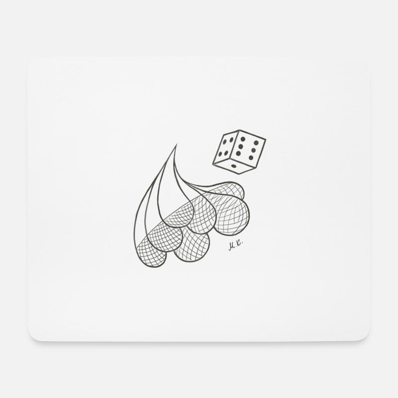 Kreative gemusterte Tropfen mit Spielwürfel - Mousepad (Querformat) - Weiß