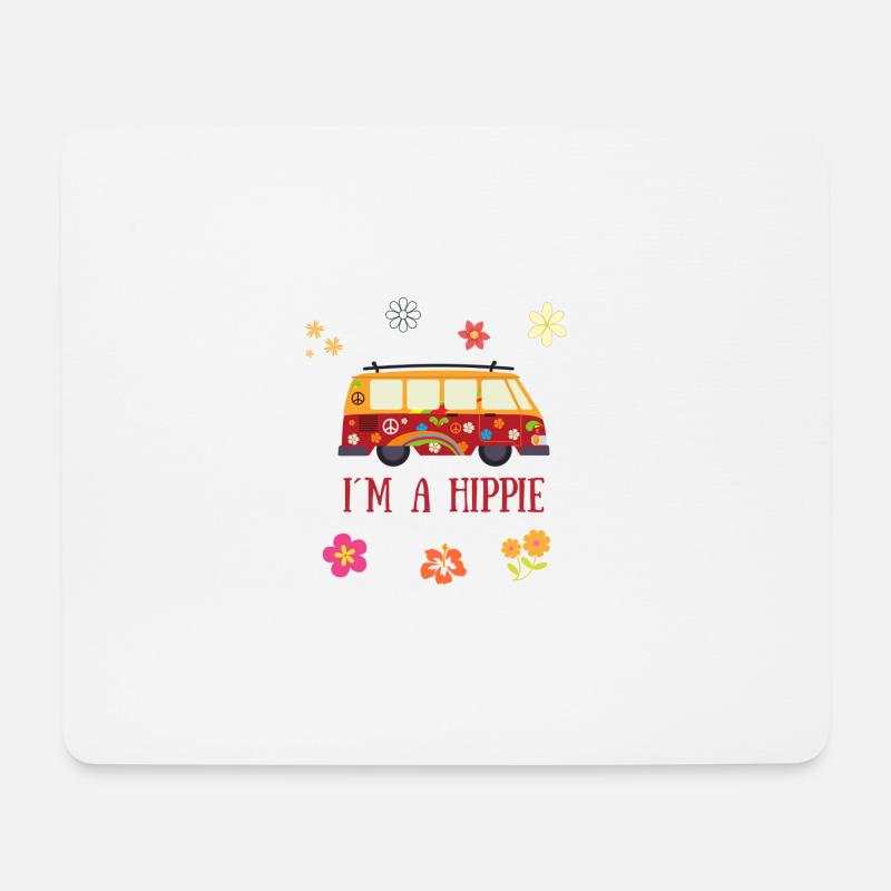 Flower Power Hippie - Mousepad (Querformat) - Weiß