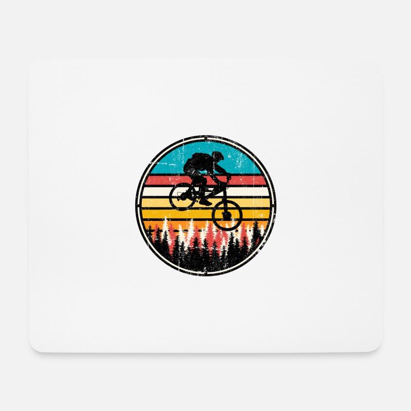 Retro Forest Bike Sonnenuntergang - Mousepad (Querformat) - Weiß