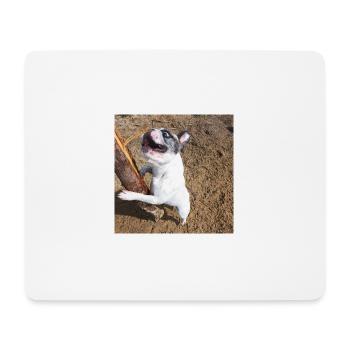 Französische Bulldoge mit Stock - Mousepad (Querformat) - Weiß - Vorne