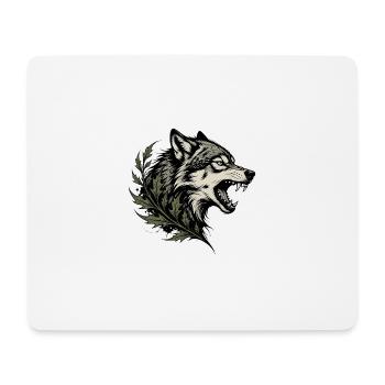 Wolf spirit with foliage - Mouse Pad (horizontal) - white - Front