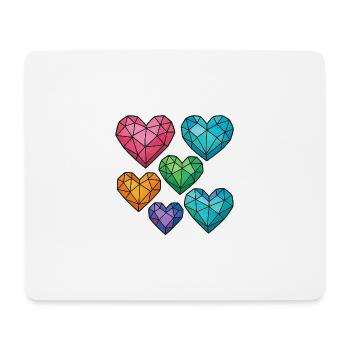 Kristallherzen in verschiedenen Farben - Mousepad (Querformat) - Weiß - Vorne