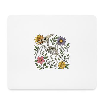 Pterodactylus Skelett mit Blumen - Mousepad (Querformat) - Weiß - Vorne
