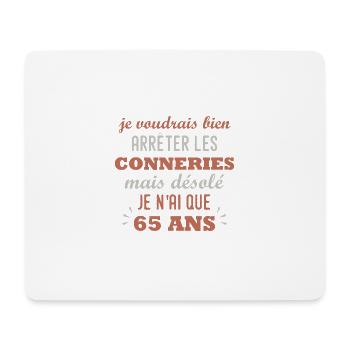 anniversaire 65 ans cadeau humour 65 ans homme - Tapis de souris (format paysage) - blanc - Devant