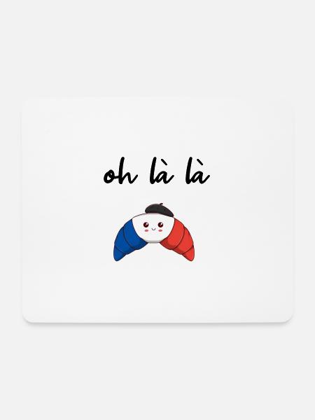 Frankreich Croissant Oh la la Geschenkidee - Mousepad (Querformat) - Weiß