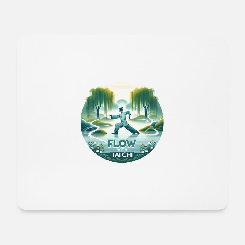 "Flow mit Tai Chi" - Tranqu Tai Chi Design - Mousepad (Querformat) - Weiß
