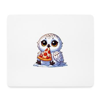 Süße Schneeeule Pizza Cartoon Fast Food - Mousepad (Querformat) - Weiß - Vorne