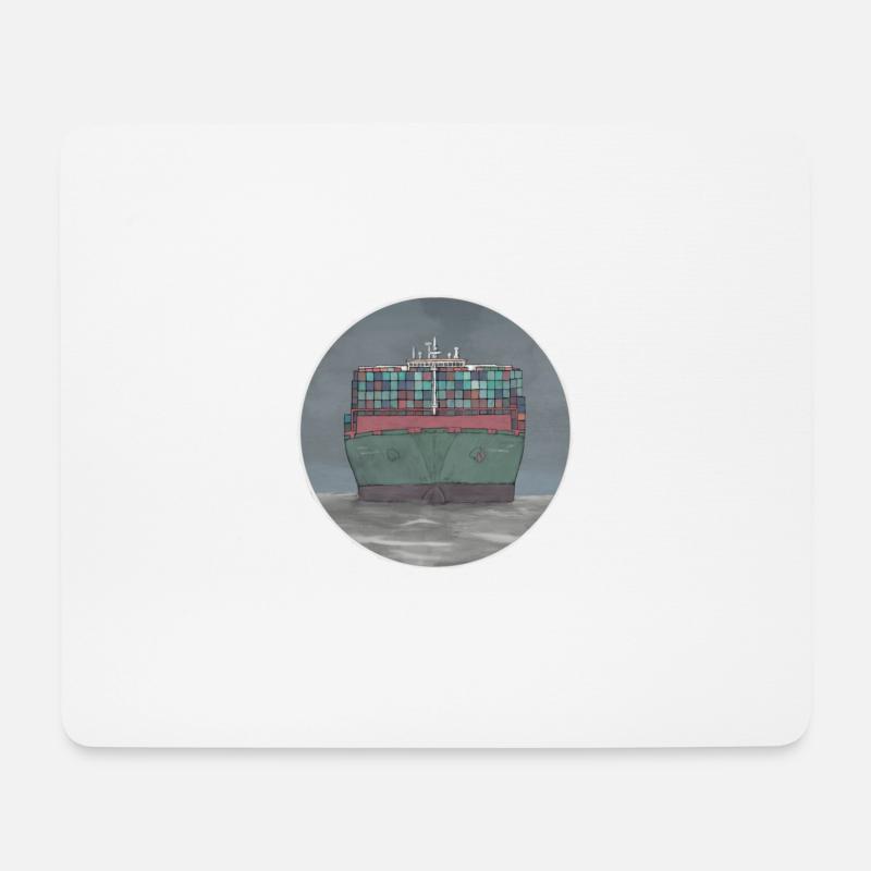 Containerschiff - Mousepad (Querformat) - Weiß