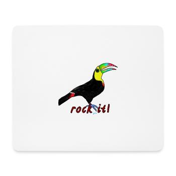 Tucan le rock! Deux peuvent le bercer! Créer ensemble - Tapis de souris (format paysage) - blanc - Devant