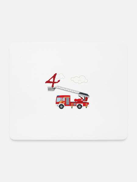 Feuerwehrauto - 4. Geburtstag - Mousepad (Querformat) - Weiß