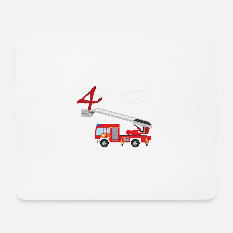 Feuerwehrauto - 4. Geburtstag - Mousepad (Querformat) - Weiß