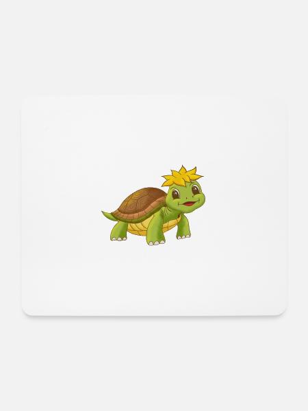 Niedliche lächelnde Comic Schildkröte - Mousepad (Querformat) - Weiß
