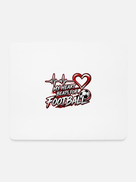 Herzschlag fürs Fußball - Mousepad (Querformat) - Weiß
