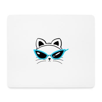 Cool Cat ... Katzen Sonnenbrille Gesicht - Mousepad (Querformat) - Weiß - Vorne