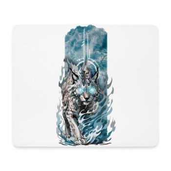 Göttliche Gegenwart: Spiritueller Luchs mit leuchtenden Augen - Mousepad (Querformat) - Weiß - Vorne
