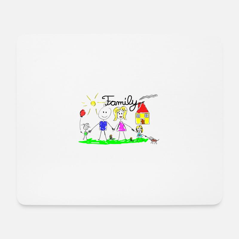 Familie Strichzeichnung - Mousepad (Querformat) - Weiß