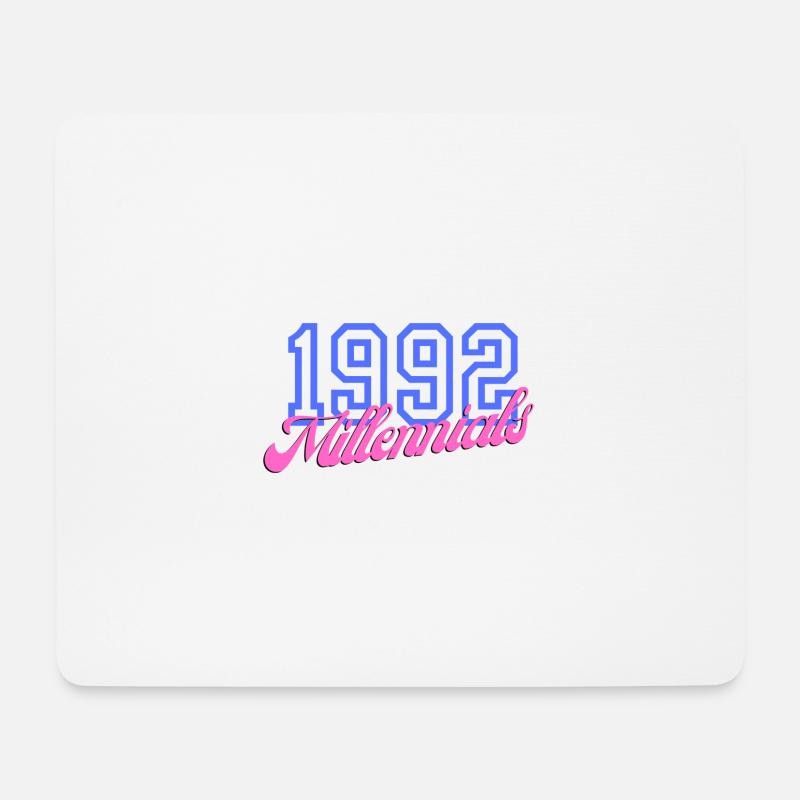 Retro 1992 Millennial Numerisches Design - Mousepad (Querformat) - Weiß