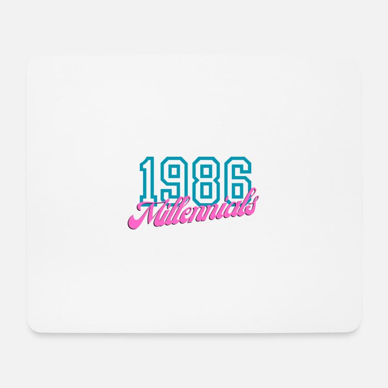1986 Millennials Retro Numerisches Design - Mousepad (Querformat) - Weiß