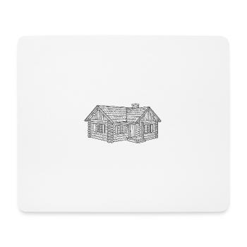 Rustikale Blockhütten-Skizze - Mousepad (Querformat) - Weiß - Vorne