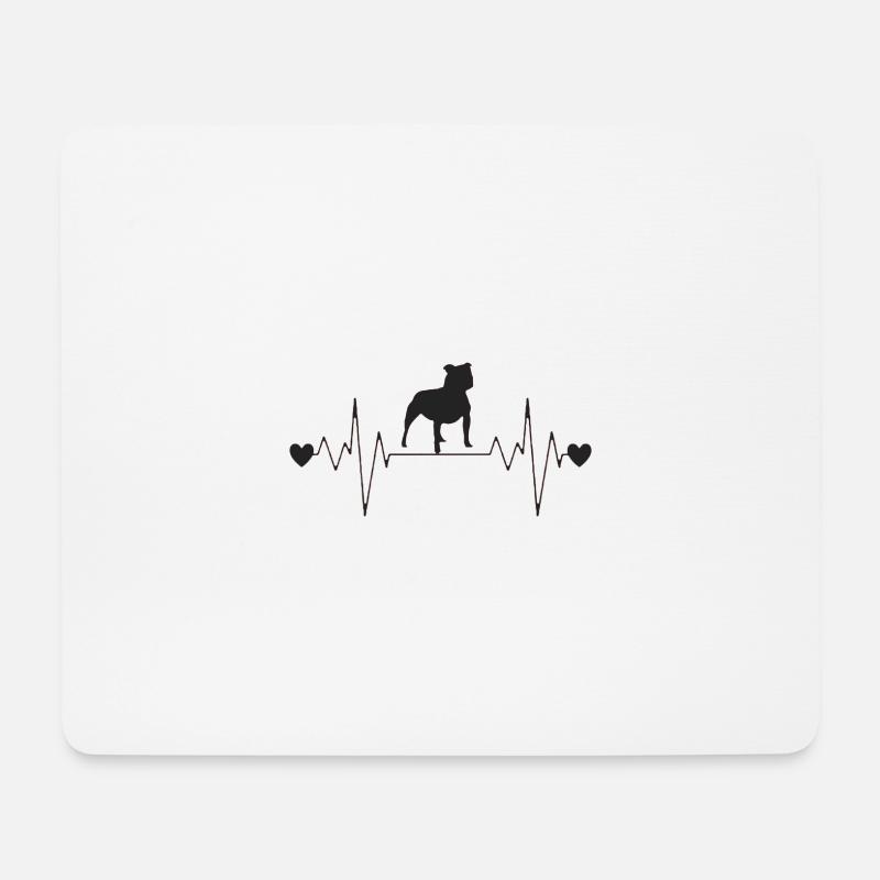 Pitbull, Heartbeat - Mousepad (Querformat) - Weiß