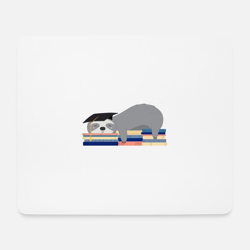 Schlafendes Faultier mit Hut nach dem Abschluss - Mousepad (Querformat) - Weiß